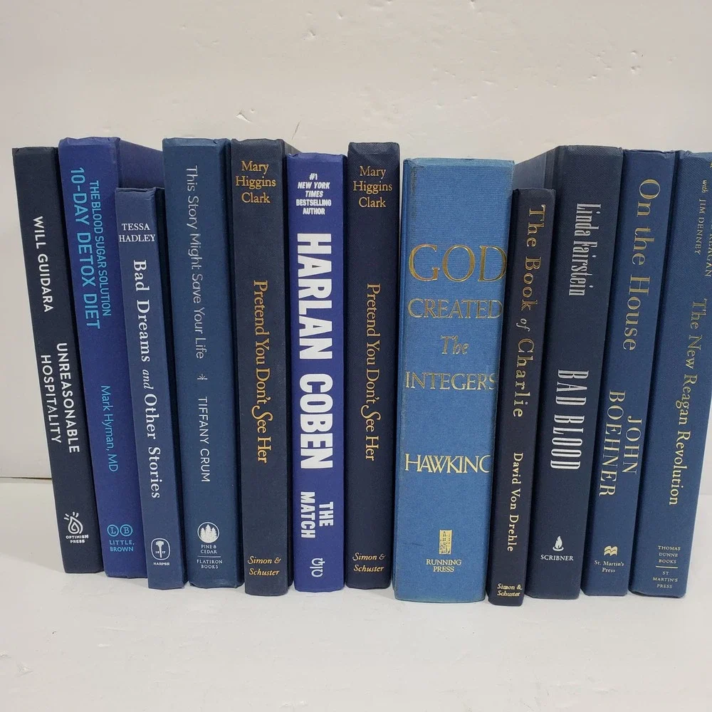 Interior Styling Shelf Filler Decoration Book Set Blue Hardcover Lot of 12